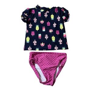 Carter's Navy and Pink Kids Swim Rashguard Set
